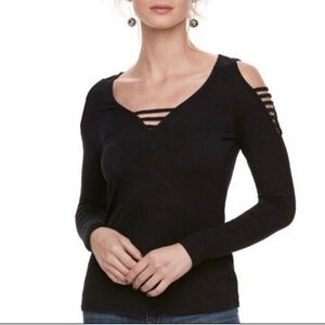 Rock & Republic Womens  Cold Shoulder Shirt Large EUC